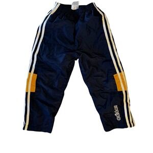 Vintage 90s Adidas Toddler Pants 4T Navy Yellow Color Block Track Windbreaker